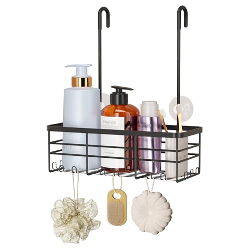 HapiRm Hanging Shower Caddy Organizer - No Drilling Shower Organizer with Hooks, Rustproof & Waterproof 304 Stainless Steel Bathroom Shelves - Black (1 Basket) - color: Black- 1 Basket