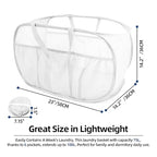 Collapsible Laundry Baskets, Upgrade Pop Up Laundry Hamper with Convenient Bags, Foldable Laundry Basket Mesh Light Weight, Easy to Carry Clothes Hampers for Laundry, Dorm, Toys, Travel White - color: White