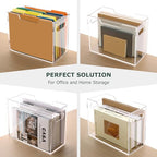 Acrylic File Organizer Box with Handles, Portable Letter Size Hanging File Folder Box, Desktop Filing Organizer for Home, Office - 1 Pack