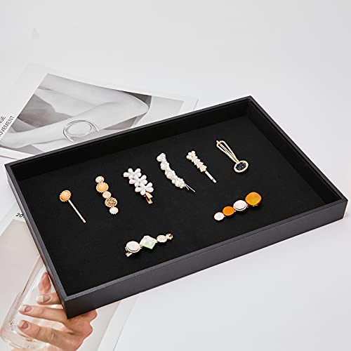 Black Velvet Stackable Jewelry Tray Showcase Display Earring Necklace Bracelet Rings Organizer…… - size: 1pcs