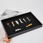 2Pcs Black Velvet Stackable Jewelry Tray Showcase Display Earring Necklace Bracelet Rings Organizer… - size: 2pcs