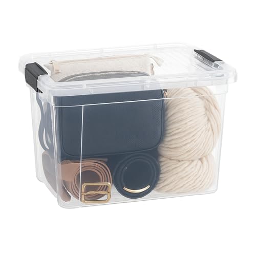 Superio Small Clear Storage Box with Lid, 8.75 Quart Plastic Container Bins for Organizing, Stackable Crates, BPA Free, Non Toxic, Odor Free, Organizers for Home, Office, School, and Dorm - size: 12" x 8.25" x 7.5"