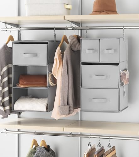 Whitmor Multi-Functional Hanging Organizer with Drawer Inserts- 5 Section - Closet Organizer - Grey - color: Grey, size: 5 Section Drawer