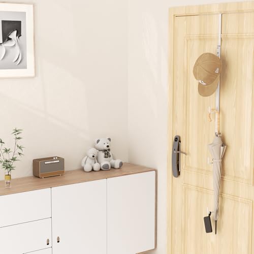 HapiRm Over Door Hat Rack - Hat Organizer with 4 Hooks Design, Hanging Baseball Cap Organizer Storage Holds Up to 20 Caps for Door, Bedroom, Closet(White) - color: White, size: 1 Pack
