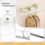 Giantex Closet Shelf with Hanging Rod, 4 ft Wall Mounted Wire Shelving Kit with Storage Shelf & Clothes Rod, Ventilated Metal Wall Shelf Organizer for Laundry Room, Closet, Bedroom, White - size: 4 ft
