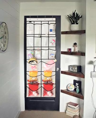 2 Pack Extra Large Hanging Crystal Clear Over Door Shoe Organizers, Closet Shoe Rack Organizer, 12+6 Pockets, 8 Hooks, White (59" x 21.6") - color: WH&TR