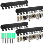 4 Pack Key Holder Wall Mount, Metal Key Chain Organizer with 10 Hooks, Heavy Duty Iron Keys Rack for Living Room, Kitchen, Garage, Office, Hallway (Black)