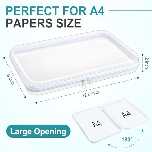 Sanwuta 6 Pcs Clear Hard Zipper Case Plastic Zipper Pouches Transparent Makeup Bag Pencil Case Pouches Toiletry Diaper Bag for Travel Toy Storage Organizer Bins(White,12.6 x 9 x 2 Inch) - color: White, size: 12.6 x 9 x 2 Inch