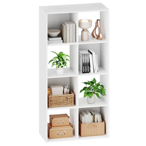 Sweetcrispy 8 Cube Storage Organizer - Open Cube Bookshelf with 4 Removable Back Panels, Display Storage Bookcase for Living Room, Bedroom, Entrance Hall, Home Office，47.7" L×11.6" W×24" H, White - color: White, size: 8-Cube(47.7"L×11.6" W×24"H)