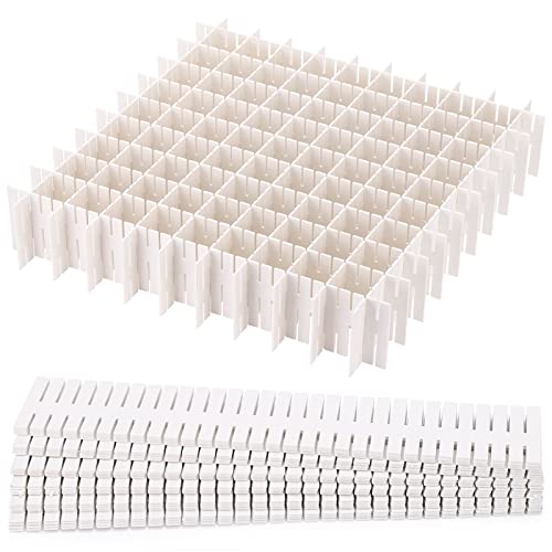 acDesign 40Pcs Grid Drawer Dividers, Adjustable Drawer Organizer for Socks, Underwear, Lingerie, Makeup, Bedroom Office Kitchen Storage (White) - color: White