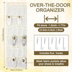 Batiyeer Over the Door Shoe Organizer Cotton Material 24 Large Breathable Mesh Pockets with 4 Pcs Hooks Closet Rack Hanger Holds up to 40 Lbs Space Saving Hanging Storage Holder