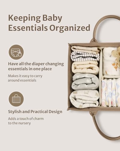 Blissful Diary Baby Diaper Caddy Organizer, Stylish Storage Basket for Newborn Essentials and Diaper Station, Gift for Baby Shower and Registry Must-Have, Mocha Brown - color: Mocha Brown