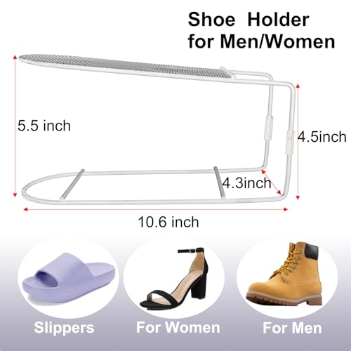 20Pack Shoe Slots Organizer Metal Shoe Stacker Shoe Storage Organizers for Closet Space Saver 50% Shoe Rack Holder for a Pair of Shoes (White) - color: White, size: 20PACK