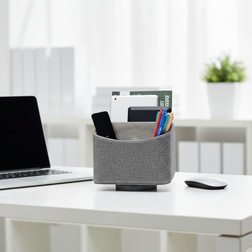 UnionBasic Rotating Desk Organizer, 360 Desk Spinning Caddy, Desktop TV Guide/Mail/Media/Remote Controller Holder Organizer, Barry Grey - color: Barry Grey