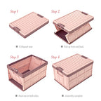 Pink Collapsible Storage Bins with Lids 2-Pack, Folding Plastic Stackable Utility Crates 30L, Durable Containers for Home & Garage Organization - color: Pink