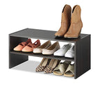 Whitmor Wood Stackable 2-Shelf Shoe Rack, 24 INCH, Espresso - color: Espresso, size: 24 INCH