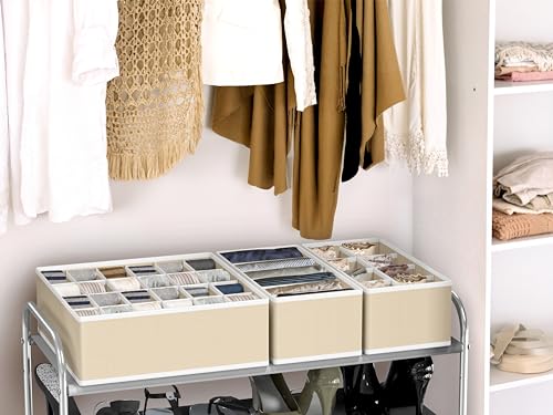Simple Houseware Closet Underwear Organizer Drawer Divider Assorted 7 Pieces, Beige - color: Beige, size: 7 Pack