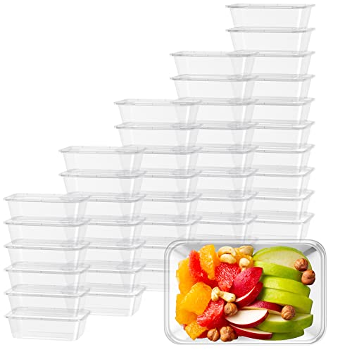 Bokon 100 Pcs Plastic Meal Prep Container with Lid Disposable Clear Lunch Containers Stackable Food Storage Container Box Spill Proof for Salad Snack Microwave Dishwasher Freezer Safe (25 oz) - size: 25 oz