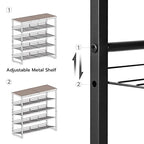 HOOBRO Shoe Rack, 5 Tier Shoe Organizer for Front Door Entrance, Shoe Shelf with Adjustable Tilt Angle, Holds 16-20 Pairs, for Entryway, Garage, Closet, Rustic Brown and Black BF08XJ01 - size: 29.5"L x 11.4"W x 29.6"H