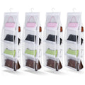 4 Pack Hanging Handbag Purse Organizer for Closet, 8 Pockets Space Saving Purse Storage Organizers Handbag Organizer Holder with Thicken Metal Hooks for Women Wardrobe(White, 41” x 13.8”)