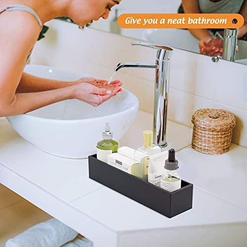 Black Bamboo Drawer Organizer - Silverware&Utensil Holder Organizer for Kitchen Drawers, Multi-Use Drawer Dividers Boxes for Bathroom Counter，Cabinet, Garage, Office Desk, Makeup, Jewelry (12"3"2.5") - color: Black, size: 12*3*2.5 inch
