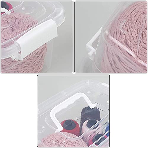 6-Pack Home Storage Bins, Plastic Container, Latching Box with Handle (White handle) - color: White handle