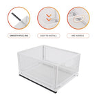 Sliding Cabinet Basket Organizer Drawer Self Adhesive Slide out Pantry Shelves Heavy Duty Carbon Steel Slide Cabinet Storage Basket with Handle for Bathroom Kitchen Home - size: Extended Medium