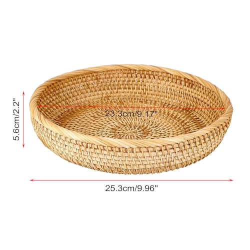 Hipiwe 9.9" Round Key Basket Bowl for Entryway Table Wicker Storage Basket Woven Keys Bowl Holder Crackers Fruit Candy Serving Tray Rattan Organizer Basket for Remote Control Wallet Cell Phone - color: Natural Color, size: Medium, 9.9"