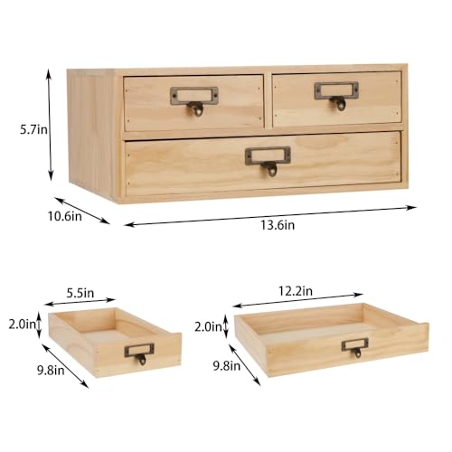 Wooden Storage Box Apothecary Drawers Vintage Wooden Box Wood Desktop Organizer Countertop Drawers Library Card Catalog Cabinet Apothecary Cabinet（WOOD 03） - color: WOOD03