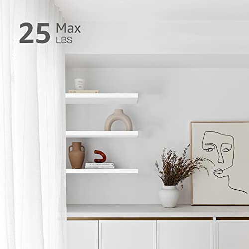 QEEIG Floating Shelves for Wall 23.6" Long - Wall Mounted Shelf Bathroom Kitchen Living Room Bedroom Farmhouse Home Decor Display Bookshelf Large 23.6 x 9.3 inch Set of 2, White (008-60W) - color: B. White, size: 23.6"