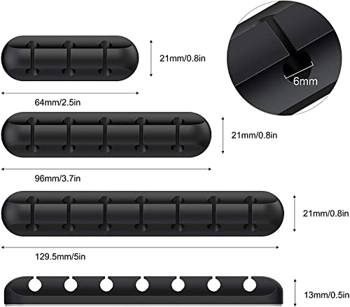 SOULWIT Cable Holder Clips, 3-Pack Cable Management Cord Organizer Clips Silicone Self Adhesive for Desktop USB Charging Cable Nightstand Power Cord Mouse Cable Wire PC Office Home - color: 357-Slot-Black, size: 753-Slot