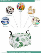 FANKANG Storage Bins, Nursery Hamper Canvas Laundry Basket Foldable with Waterproof PE Coating Large Storage Baskets for Kids Boys and Girls, Office, Bedroom, Clothes,Toys(Rec-Leaf ） - color: Rec-Leaf