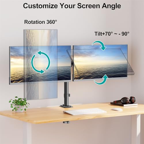 MOUNT PRO Dual Monitor Mount Fits 13-32 Inch/17.6lbs LCD Screen, Computer Monitor Desk Mount, Articulating Monitor Arm, Height Adjustable Display Stand for 2 Monitors, VESA Mount 75x75/100x100mm - color: Black C-clamp, size: Dual
