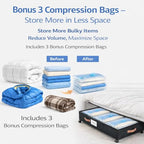 Under Bed Storage with Wheels, Under Bed Storage with Dividers, 66L Rolling Organizer with Clear Lid and 3 Compression Bags for Clothes, Blankets, Bedding and Shoes