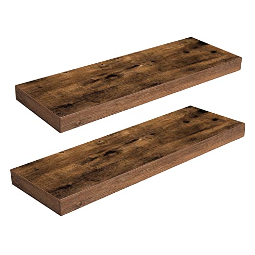 HOOBRO Floating Shelves for Wall and Wire Cube Storage Organizer, Wall Mounte, Wall Mounted Shelf Set of 2, 9-Cube Shelves, Modular Shelves with Metal Grid, DIY Closet Cabinet BF60BJ01-BF09CW01