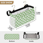 Bedside Caddy Hanging Bunk Bed Caddy Bed Organizer Hanging Pocket with 2 Hooks Bedside Storage Organizer Pocket Bag Holder Checkered Light Green - color: Checkered Light Green