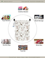 Round Waterproof Laundry Basket,Foldable Storage Basket,Laundry Hampers with Handle,Gift Basket,Suitable for Children's Room and Toy Storage (Animals) - color: Round Animals