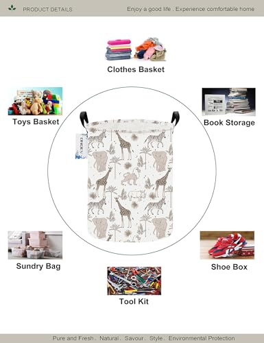 Round Waterproof Laundry Basket,Foldable Storage Basket,Laundry Hampers with Handle,Gift Basket,Suitable for Children's Room and Toy Storage (Animals) - color: Round Animals