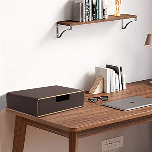Stackable Organizer Drawer Classic Brown Pu Leather Handmade,Organize Home Office Desk Accessories and Sort Letter-Size Paper/a4 Document,Desk Caddy with Drawers Storage Box,13.1x10x3.7inches - color: Coffee Linen Texture
