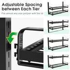 19"- 30" Expandable Hanging Pot Rack, 2 Tier Heavy Duty Wall Mounted Pots and Pans Organizer with 10 Hooks and 5 Pot Lid Holders, Pot Hanger Shelf for Kitchen Cookware Utensils Organizers and Storage