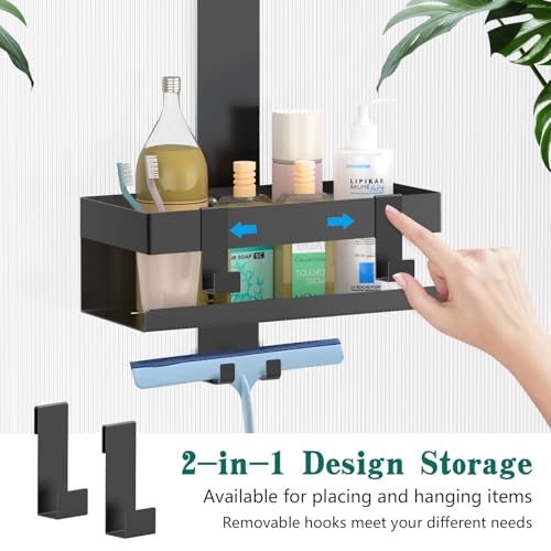 Emibele Over The Door Shower Caddy, 304 Stainless Steel Hanging Shower Caddy Rustproof Shower Shelves, No Drilling Hanging Shower Organizer for Bathroom Glass Door, Black - color: Dark Black, style: 1-Tier