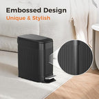 TrashAid Small Black Bathroom Trash Can with Lid Soft Close, 6 Liter / 1.6 Gallon, Stainless Steel Garbage Can with Removable Inner Bucket, Step Pedal, Slim Wastebasket for Toilet, Office, Bedroom - color: Black