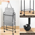 ELYKEN Slim Laundry Hamper with Lid, 50L Small Rolling Laundry Basket on Wheels, 7.9” Narrow Dirty Cloth Cart with Removable Inner Bag for Small Bathroom, Bedroom, Grey - style: Grey-50L