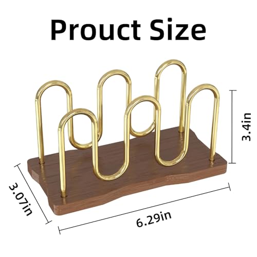 Metal Mail Organizer for Desk, Letter Holder Countertop with Wood Base Envelope Storge Paper Sorter for Bills Invoices (Walnut) - color: Walnut