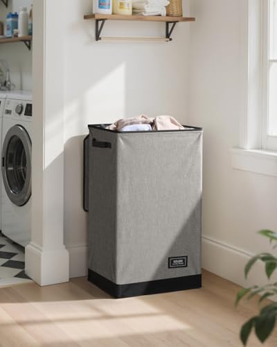 SOLEDI Laundry Hamper with Lid 90L Large & Tall Collapsible Laundry Basket, Clothes Hamper with Bag Removable Easy to Carry, Dirty Hampers for Bedroom, Bathroom, Dorm, College, Grey - color: Grey, size: 90L