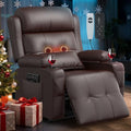 Home Theater Seating Power Recliner Chair, Massage Reclining Sofa with Cup Holders, Wall Hugger RV Recliners,145° Adjustable Recline & Pockets for Movie Room(Brown, Single Chair) - color: Brown, size: Single Chair 34''