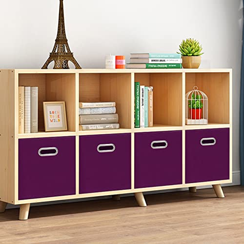 Fabric storage bins Cubes, Fabric Cube Organizer with Handle, Foldable Cube Bins for Cloth or Accessary Storage, 11x11x11, Set of 3, (Purple) - color: Purple, size: 3 Pack