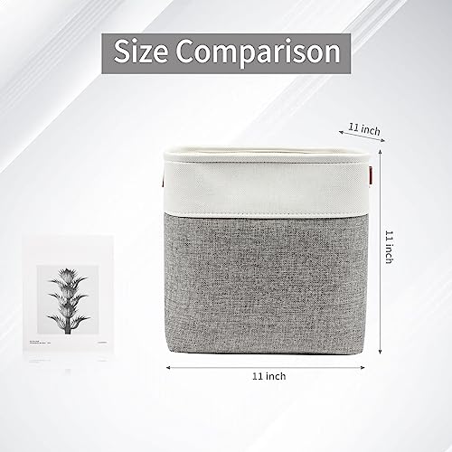 Bagnizer Collapsible Fabric Storage Cubes 11x11 Cube Storage Bins, 4 Pack Closet Baskets Box with Handles for Organizing, Shelf, Toys, Clothes, Home, Office, Nursery (Grey&White) - color: Gray / Off-White, size: Cube - 11"x11"x11"
