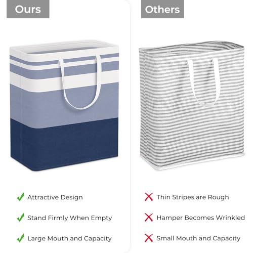 HomeHacks 2-Pack Large Laundry Basket, Waterproof, Freestanding Laundry Hamper, Collapsible Tall Clothes Hamper with Extended Handles for Clothes Toys in the Dorm and Family (Blue, 100L) - color: Blue, size: 100L