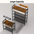 WIN4ALL Shoe Rack for Front Door Entrance, 5 Tier Shoe Rack for Entryway, 16-20 Pairs of Shoes, Metal Shoe Rack Organizer, Free Standing Shoe Rack for Closet (Black+Rustic Brown) - size: 5 Tier (11.81"D x 29.33"W x 38.18"H)